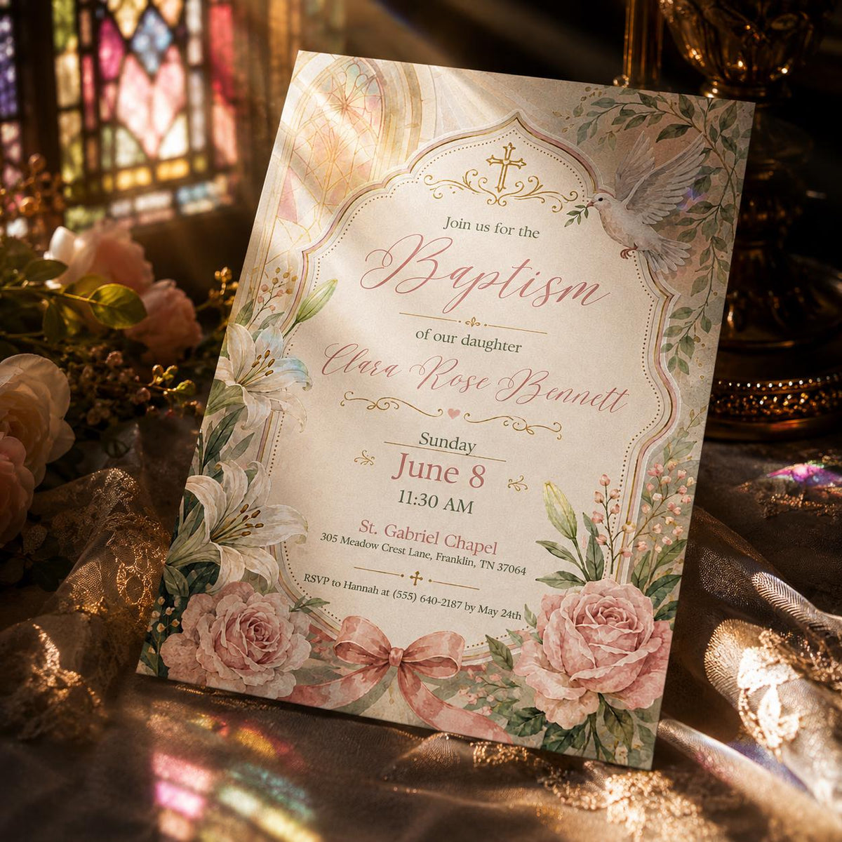 Blue Modern Baptism Invitation — invitation you personalize in Canva