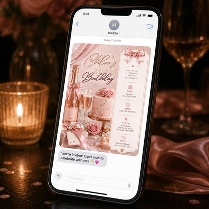 Blush Pink and Rose Gold 21st Birthday Invitation — elegant 21st birthday party design