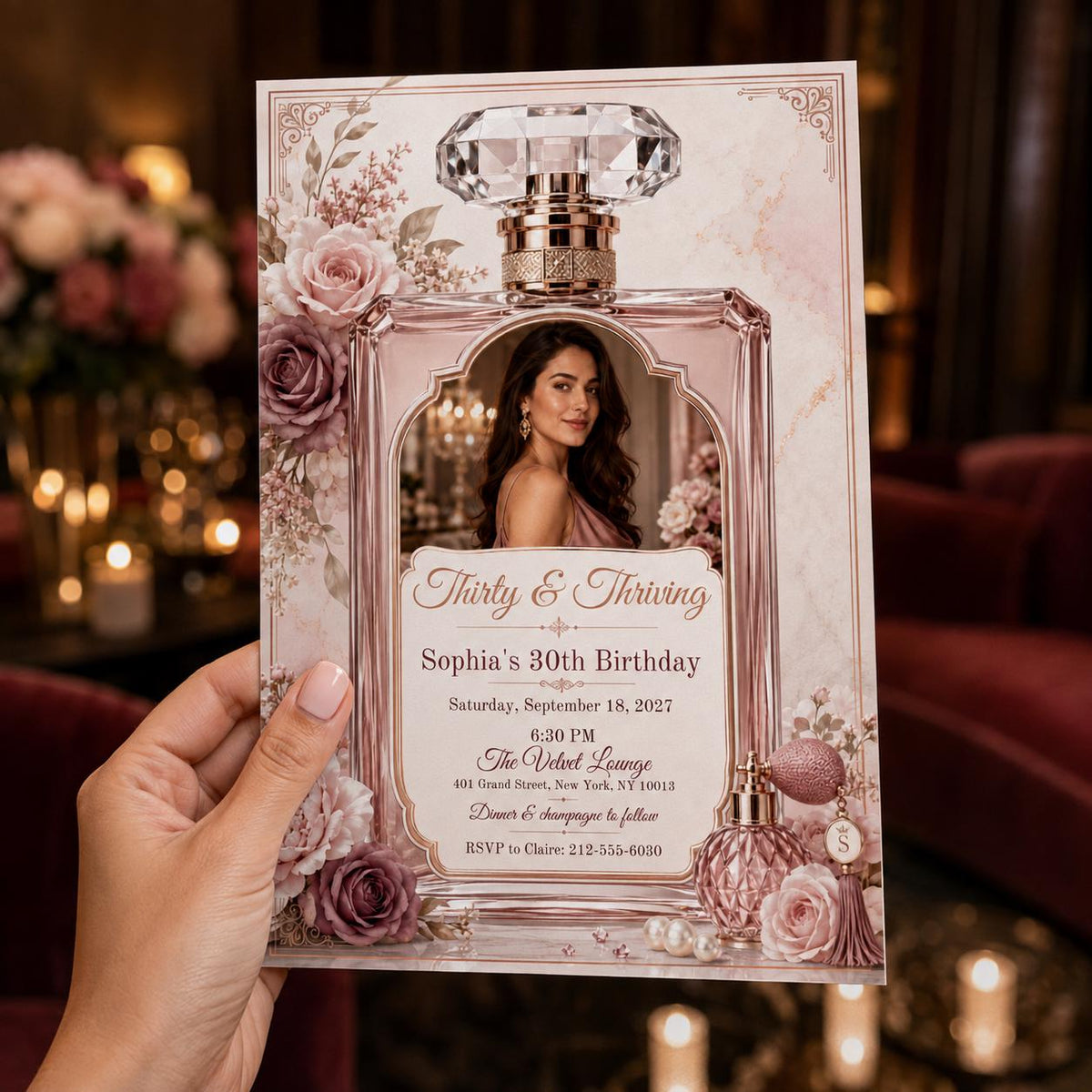 Blush Pink Floral 30th Birthday Invitation — invitation you personalize in Canva