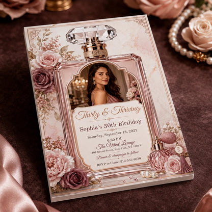 Blush Pink Floral 30th Birthday Invitation — digital invitation, instant download