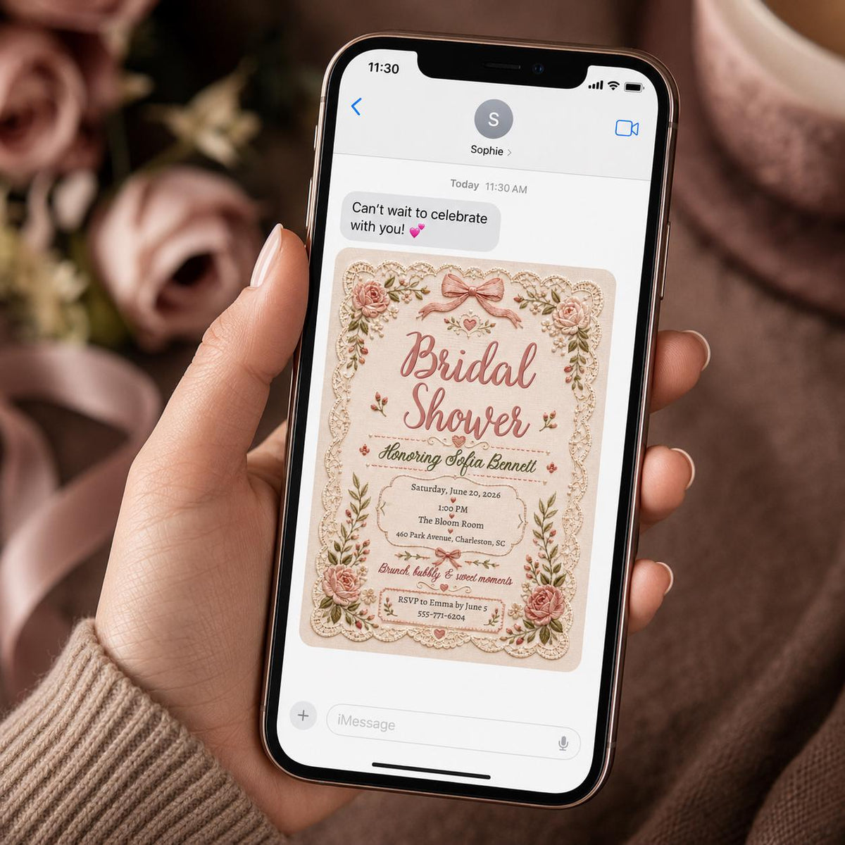 Blush Pink Vintage Bridal Shower Invitation — coquette bridal shower design