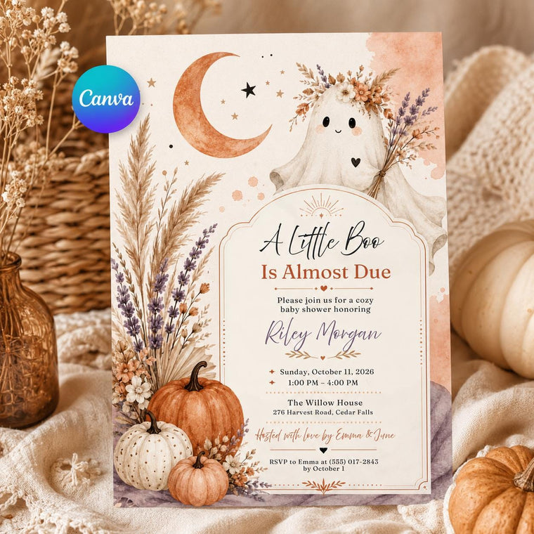 Boho Ghost Baby Shower Invitation