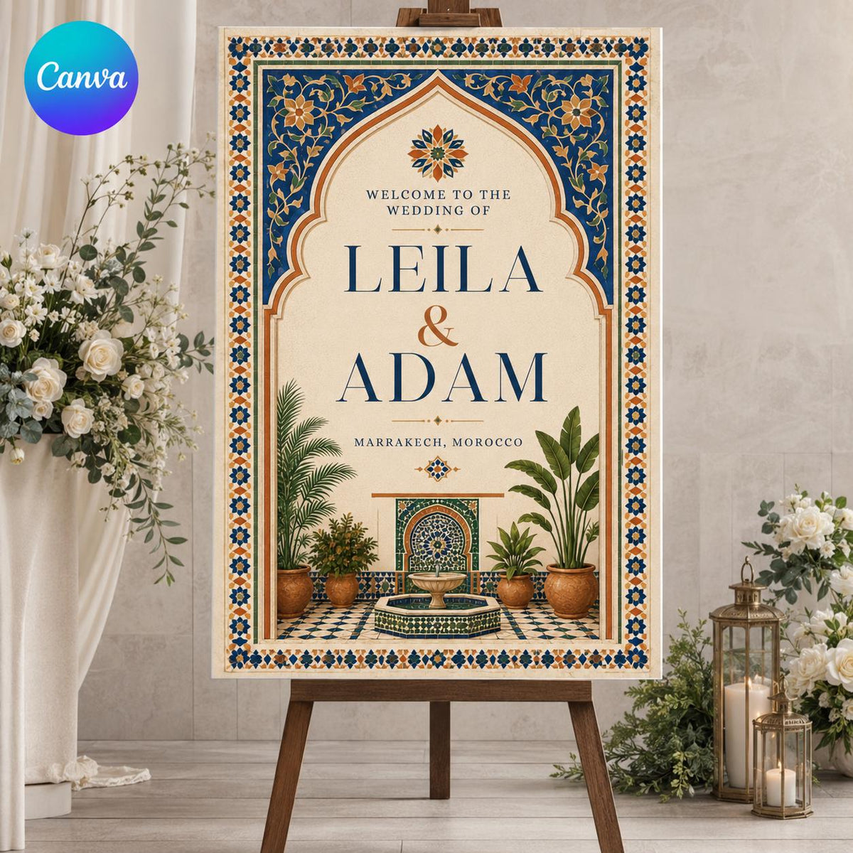 Boho Moroccan Wedding Welcome Sign — digital welcome sign, instant download