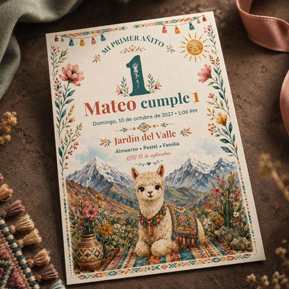 Boho Spanish First Birthday Invitation — digital invitation, instant download