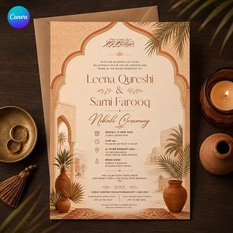 Boho Terracotta Nikah Invitation