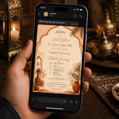 Boho Terracotta Nikah Invitation — desert and earth design
