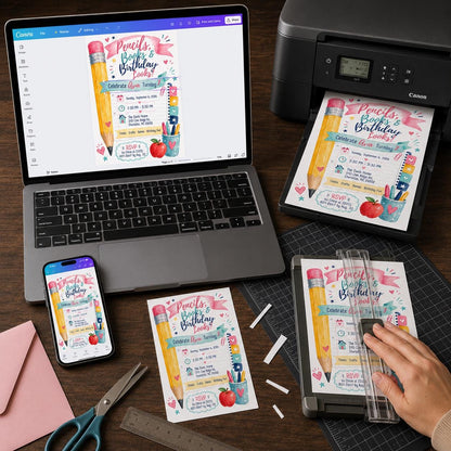 Book 7th Birthday Invitation for Girls — library design