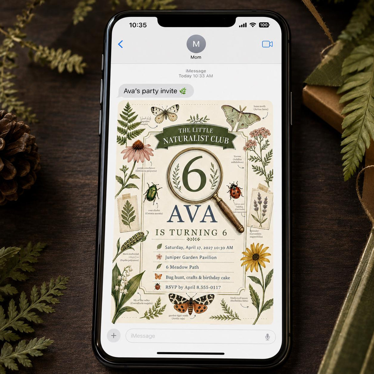 Botanical Bug Hunt Birthday Invitation — invitation you personalize in Canva