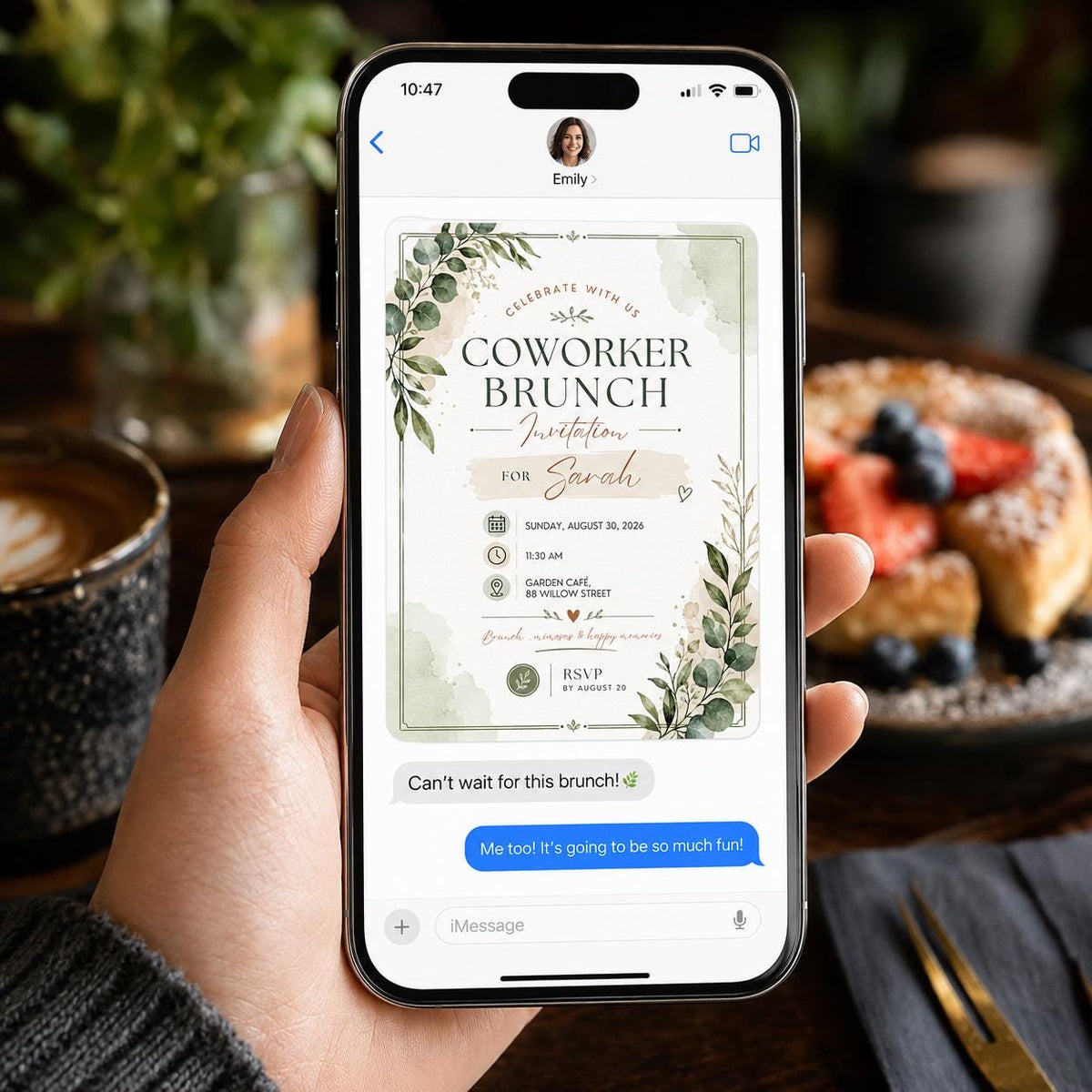 Botanical Coworker Brunch Invitation — invitation you personalize in Canva