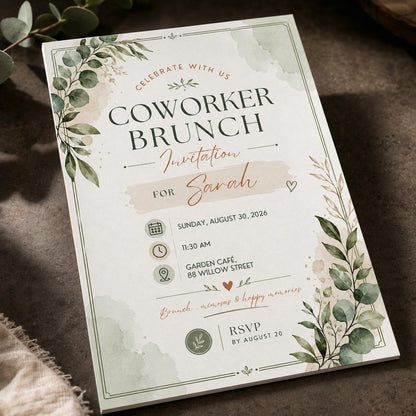 Botanical Coworker Brunch Invitation — brunch stationery by VoltBy