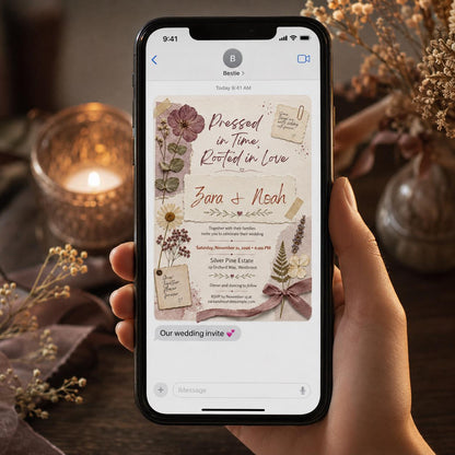 Botanical Floral Pressed Flower Wedding Invitation — print-ready wedding design from VoltBy