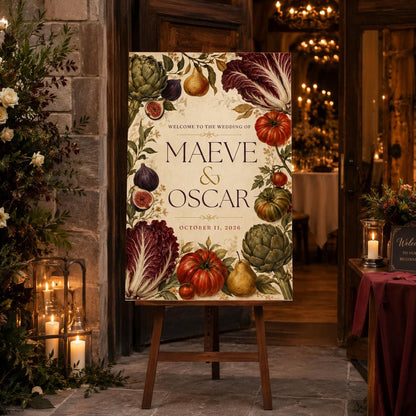 Botanical Rustic Fall Wedding Welcome Sign — harvest design