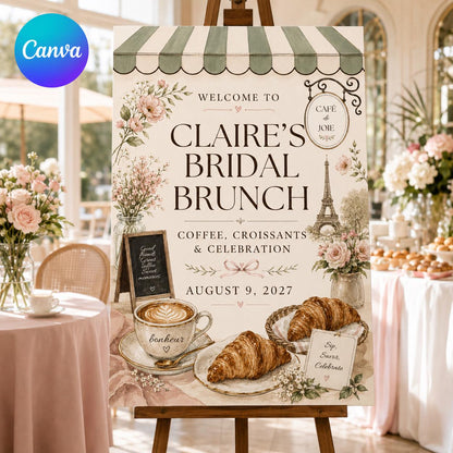 Bridal Brunch Welcome Sign — editable Canva template