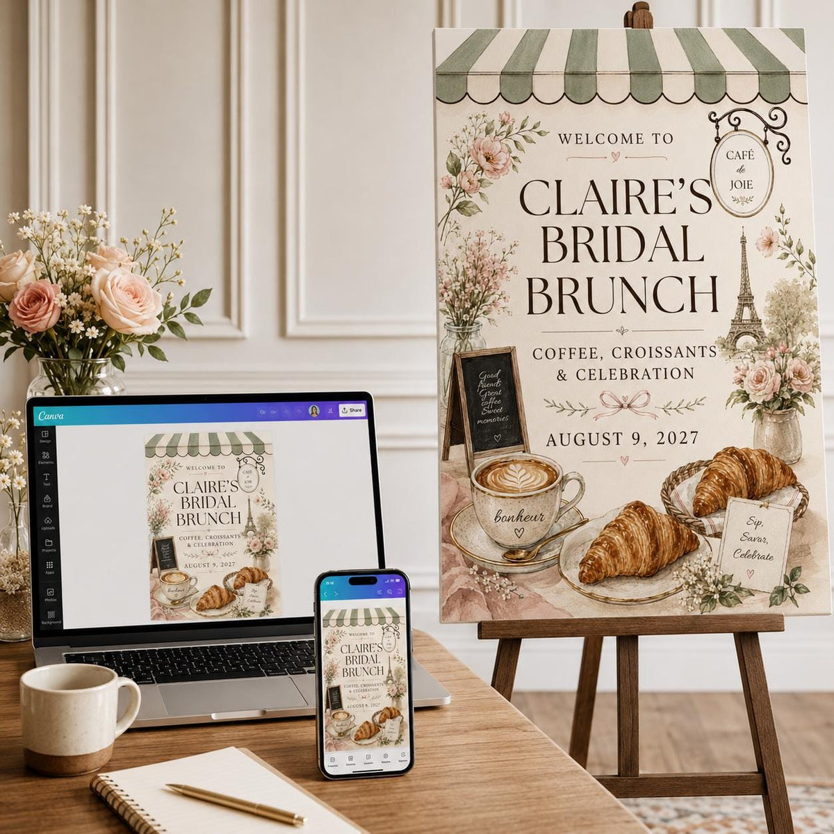 Bridal Brunch Welcome Sign — welcome sign you personalize in Canva