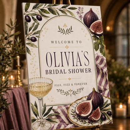 Purple Bridal Shower Welcome Sign — welcome sign you personalize in Canva