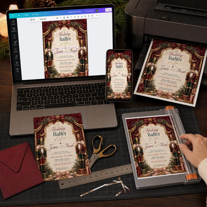 Burgundy and Red Nutcracker Wedding Invitation — invitation you personalize in Canva