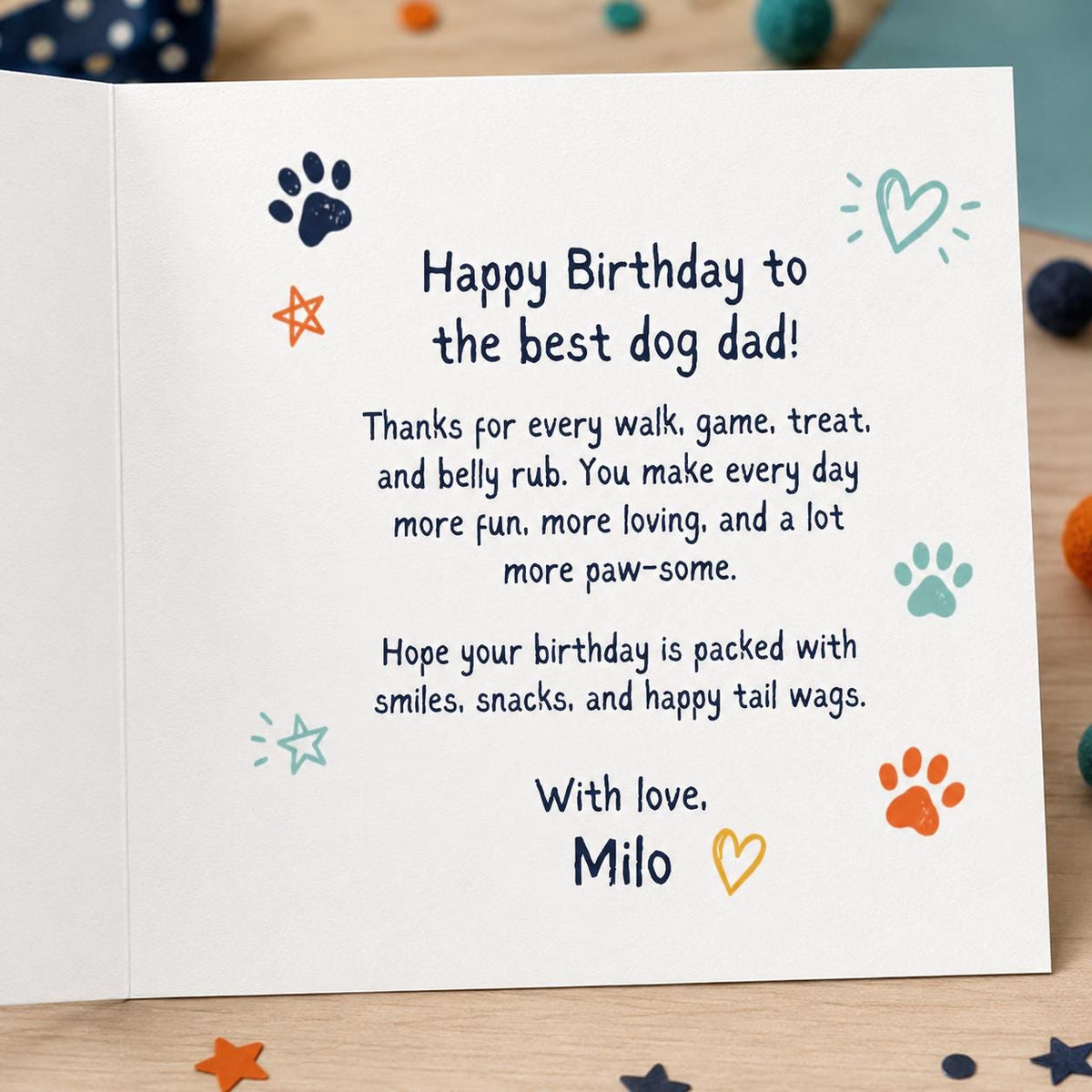 Dog Dad Birthday Greeting Card from the Dog – Funny Paw-some Folded Card