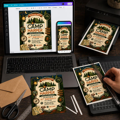 Camping 10th Birthday Invitation for Boys — travel design