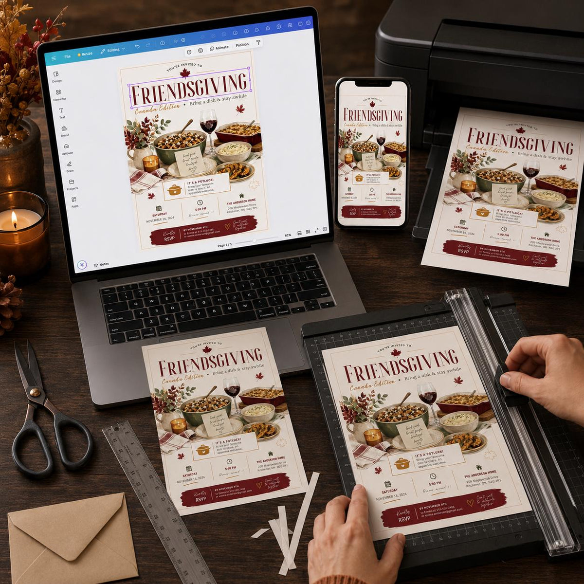 Canadian Friendsgiving Invitation — digital invitation, instant download