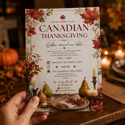 Canadian Thanksgiving Invitation — print-ready Thanksgiving gathering design from VoltBy