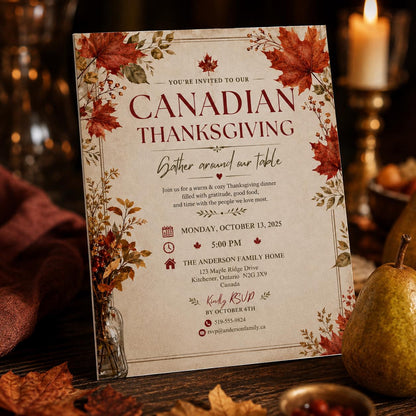 Canadian Thanksgiving Invitation — Thanksgiving gathering stationery by VoltBy