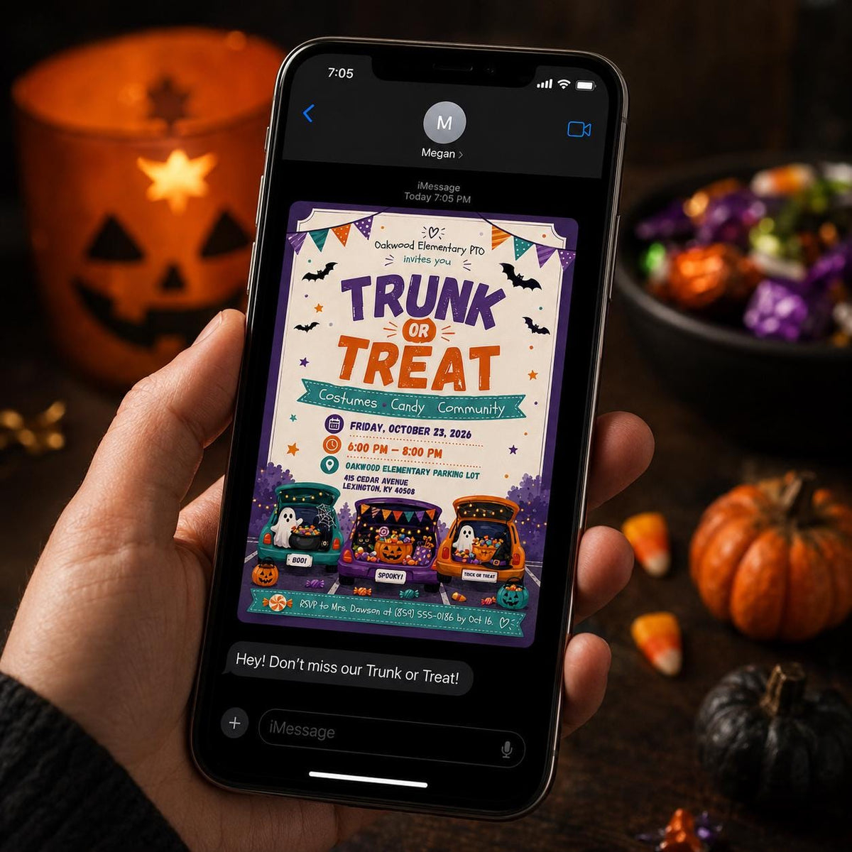 Candy Trunk or Treat Invitation — invitation you personalize in Canva