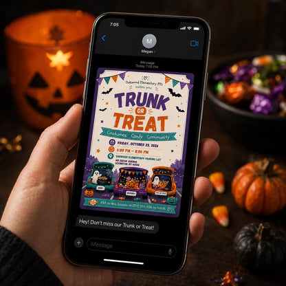 Candy Trunk or Treat Invitation — invitation you personalize in Canva