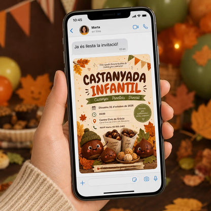Castanyada Infantil Invitation — invitation you personalize in Canva