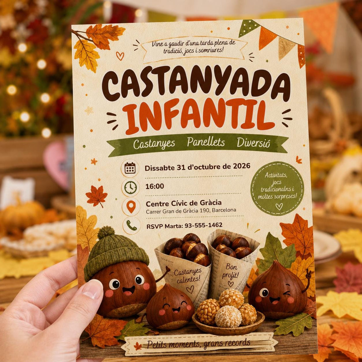 Castanyada Infantil Invitation — print-ready castanyada design from VoltBy