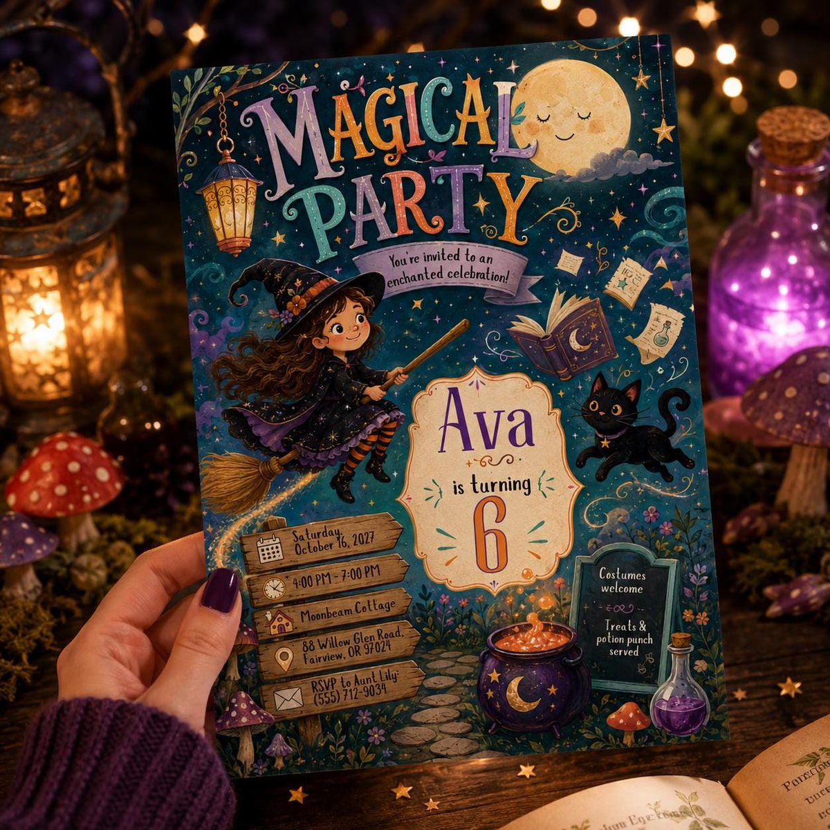 Cat Kids Halloween Invitation — digital invitation, instant download