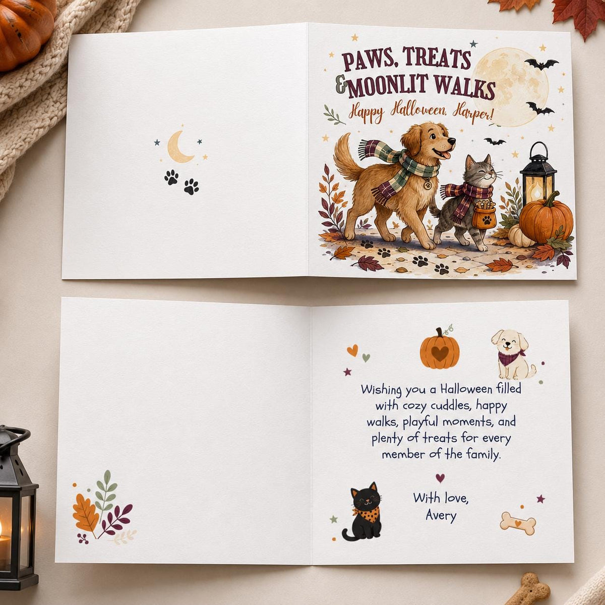 Cat Pet Halloween Greeting Card — puppy design