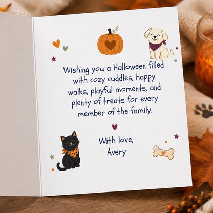 Cat Pet Halloween Greeting Card — greeting card you personalize in Canva