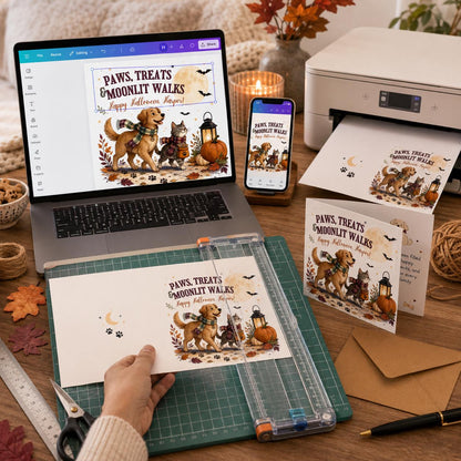 Cat Pet Halloween Greeting Card — print-ready Halloween party design from VoltBy