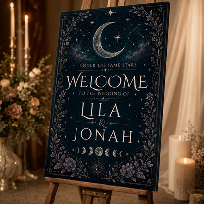 Celestial Wedding Welcome Sign — print-ready wedding design from VoltBy