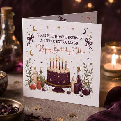 Celestial Witchy Birthday Greeting Card for Her — digital greeting card, instant download