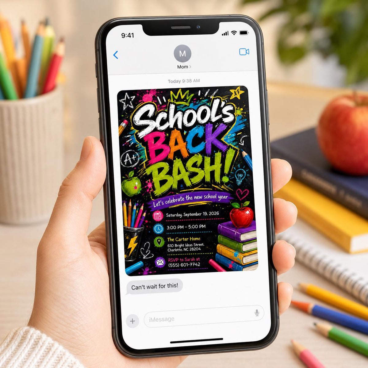 Chalkboard Back to School Bash Invitation — invitation you personalize in Canva