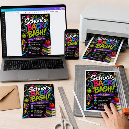 Chalkboard Back to School Bash Invitation — digital invitation, instant download