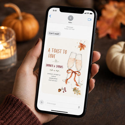 Champagne Fall Dinner and Drinks Invitation — invitation you personalize in Canva