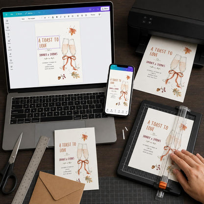 Champagne Fall Dinner and Drinks Invitation — digital invitation, instant download