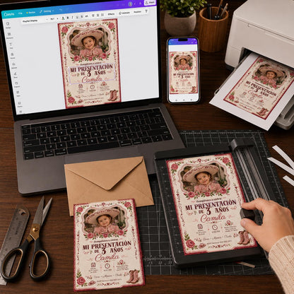 Charra Photo Presentación de Tres Años Invitation — invitation you personalize in Canva