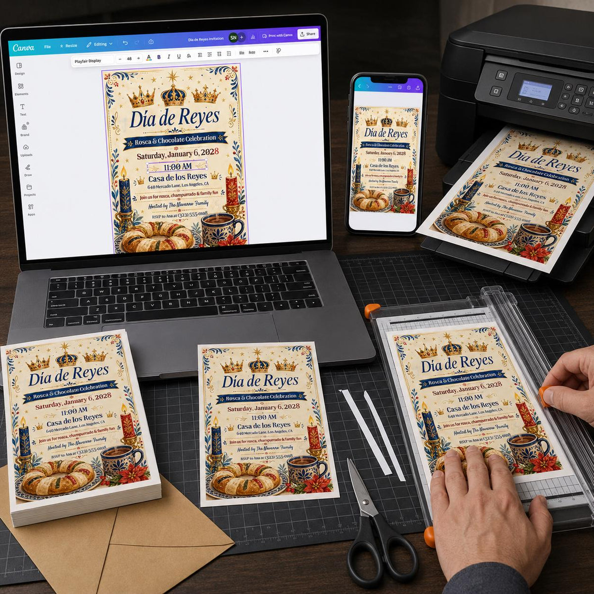 Chocolate Día de Reyes Invitation — digital invitation, instant download