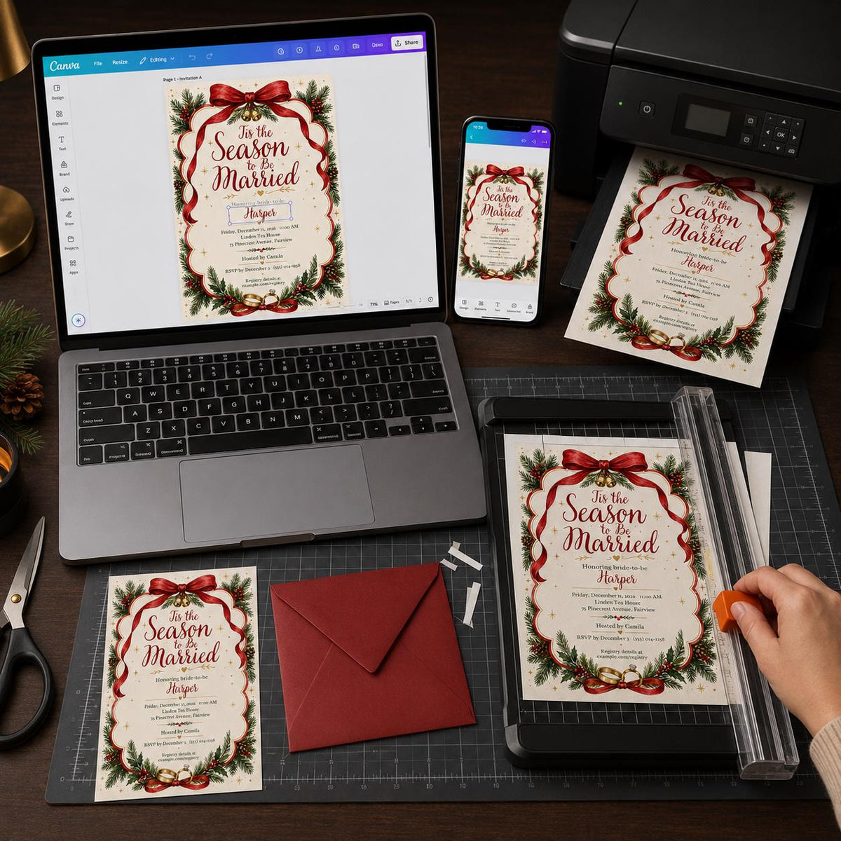 Christmas Bridal Shower Invitation — digital invitation, instant download