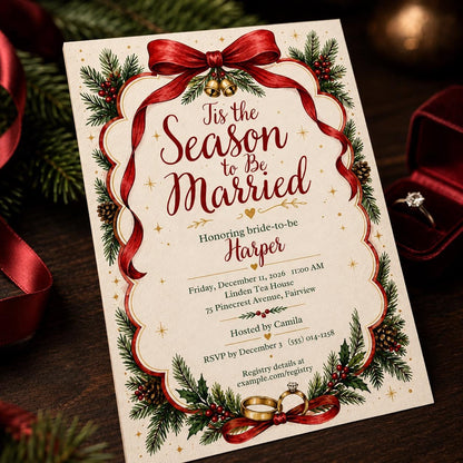 Christmas Bridal Shower Invitation — bridal shower stationery by VoltBy