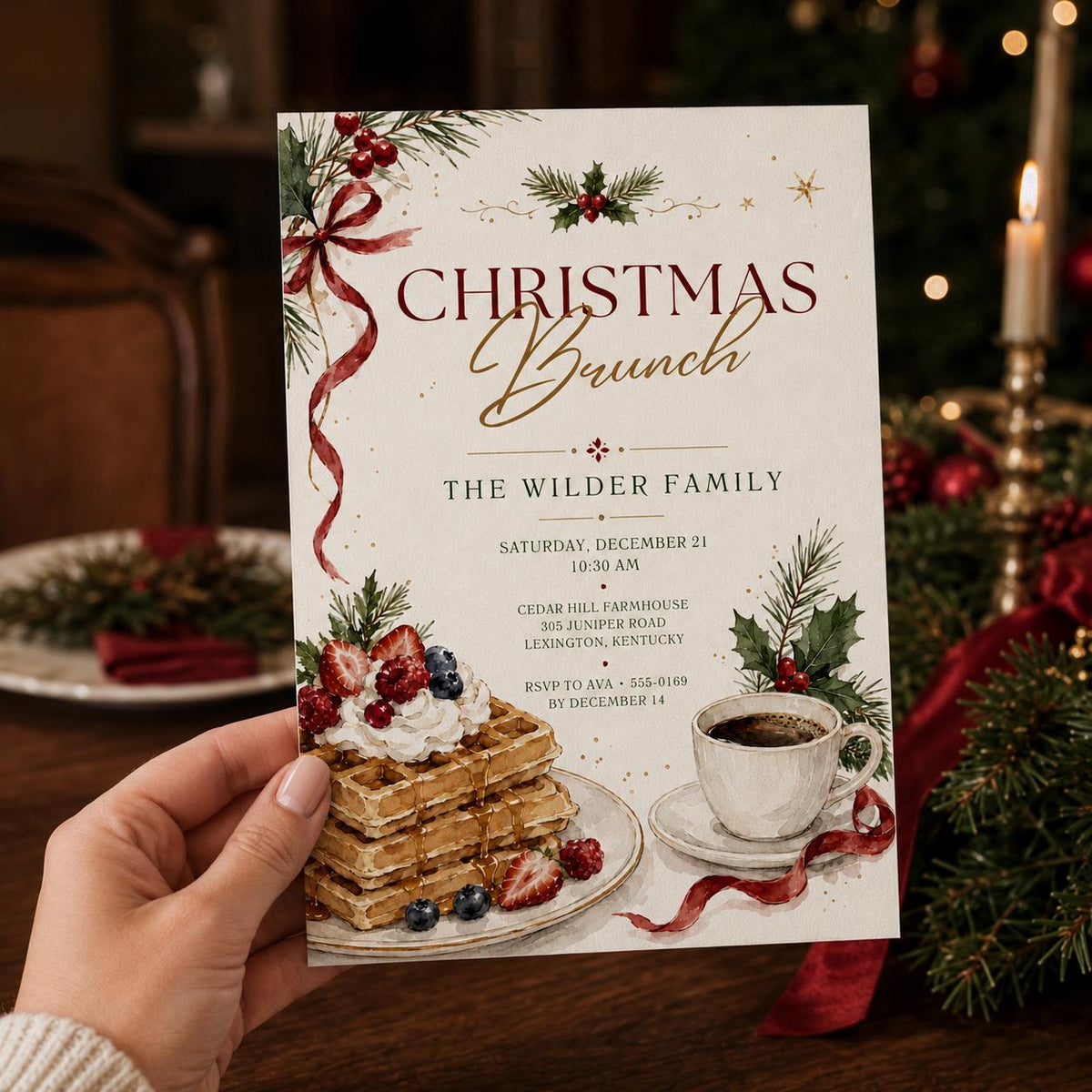 Christmas Brunch Invitation — print-ready Christmas celebration design from VoltBy