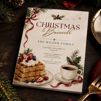 Christmas Brunch Invitation — Christmas celebration stationery by VoltBy