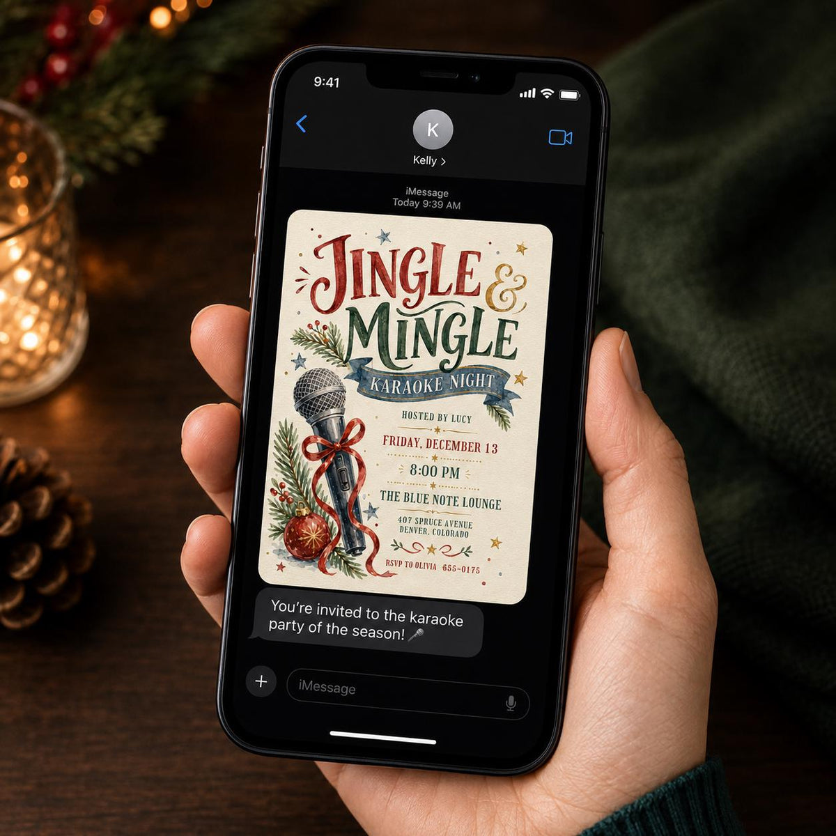 Christmas Karaoke Invitation — music design