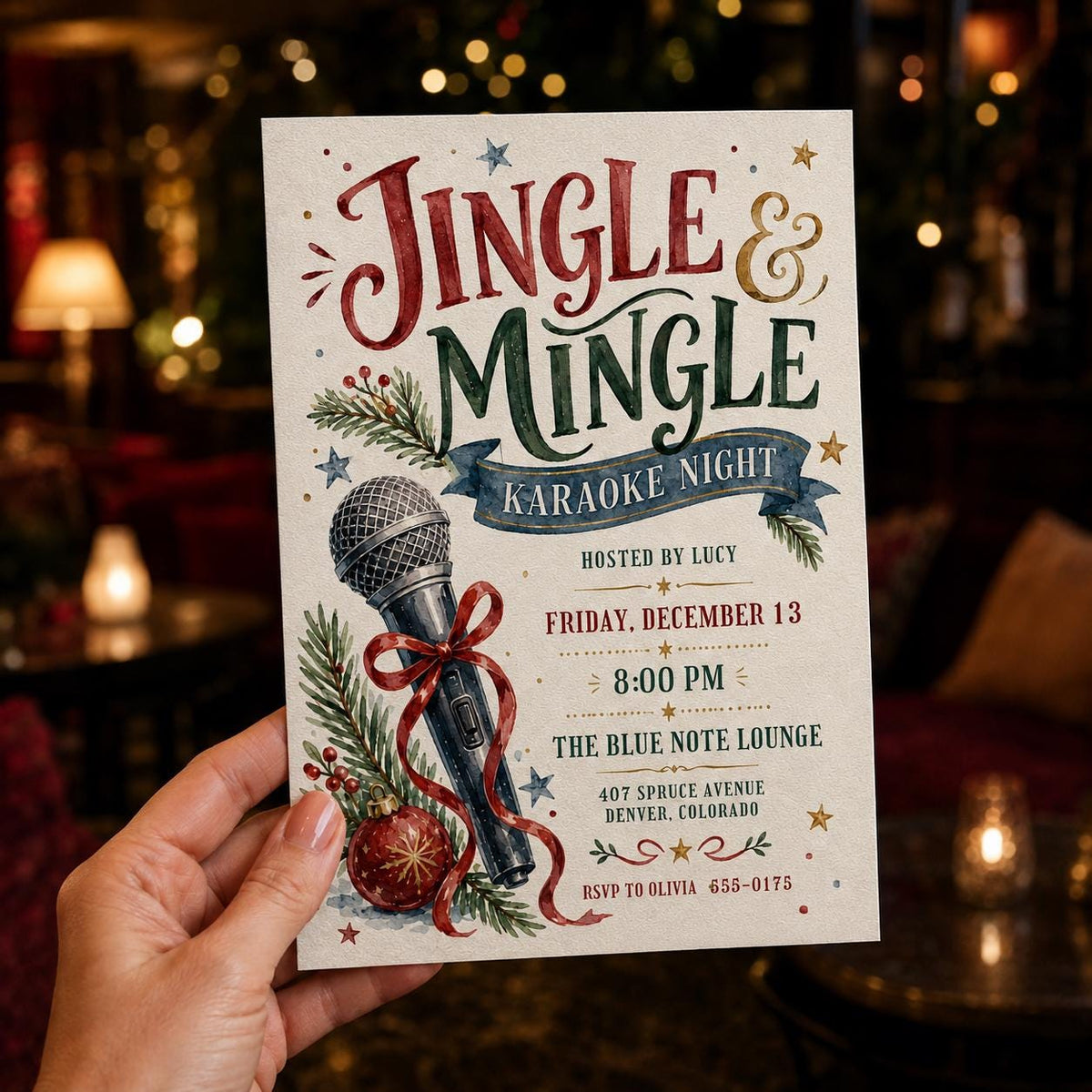 Christmas Karaoke Invitation — invitation you personalize in Canva