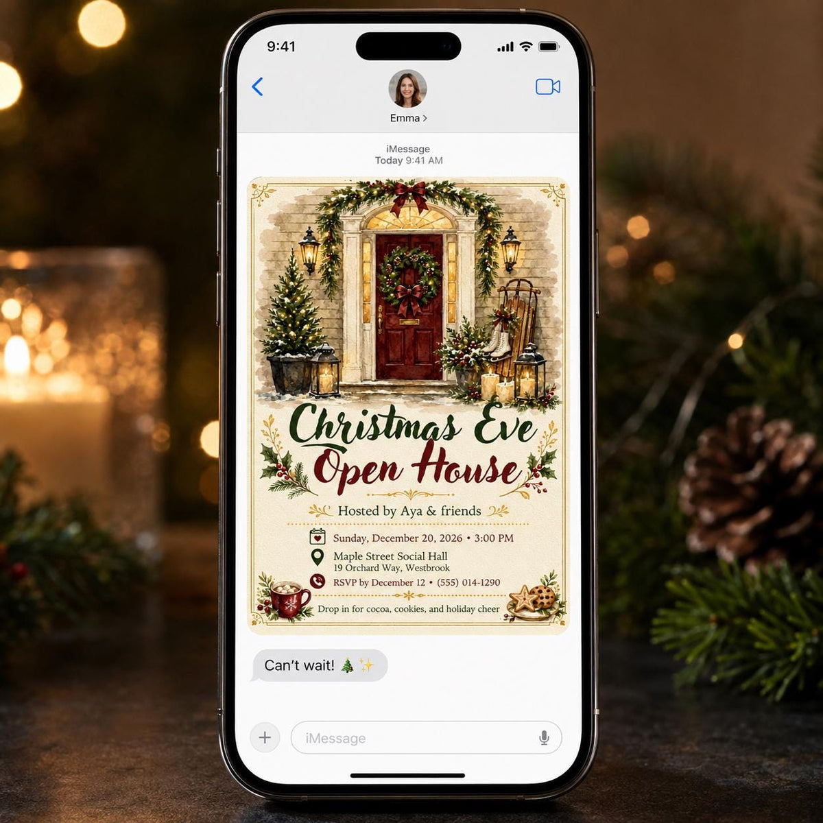 Christmas Open House Invitation — invitation you personalize in Canva