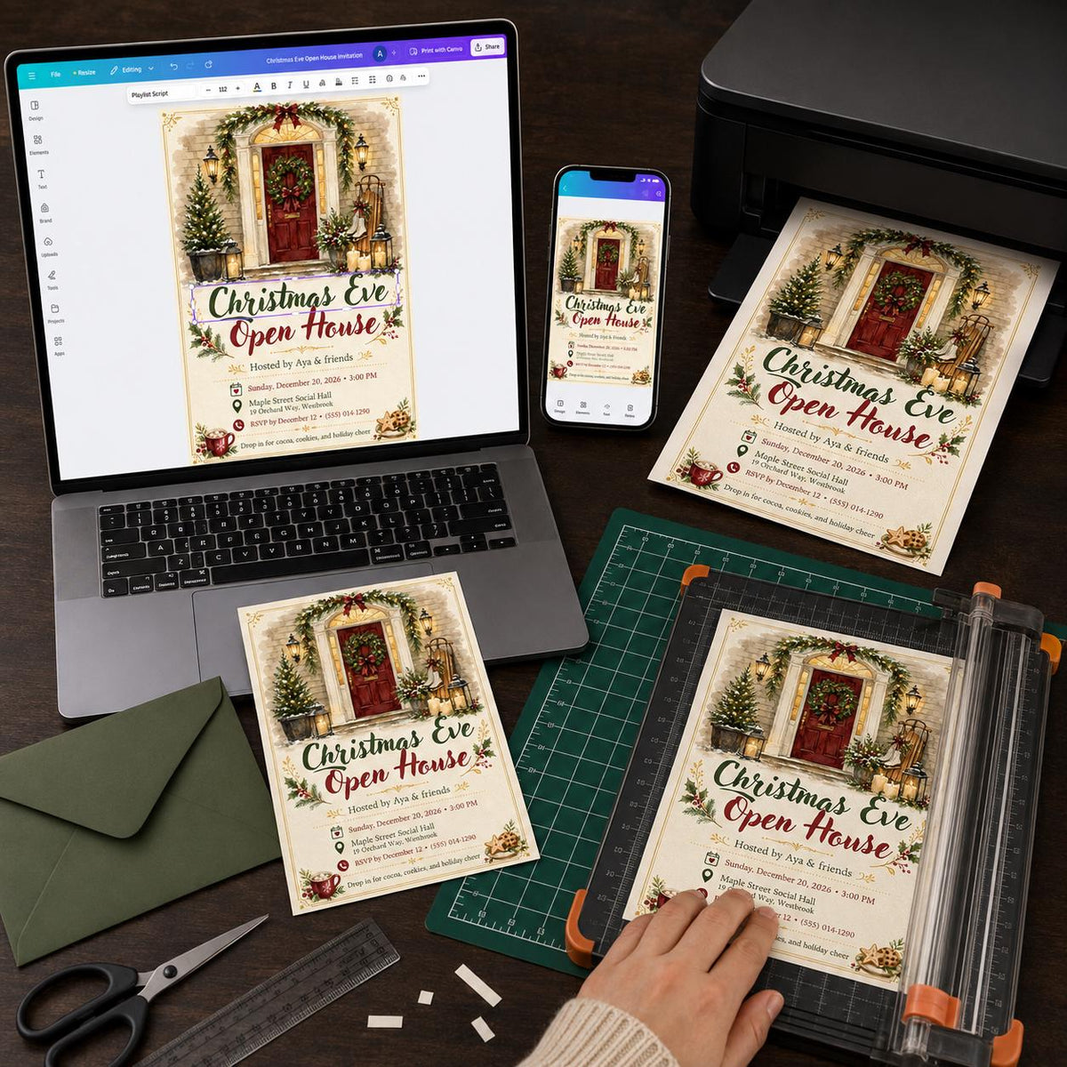 Christmas Open House Invitation — digital invitation, instant download
