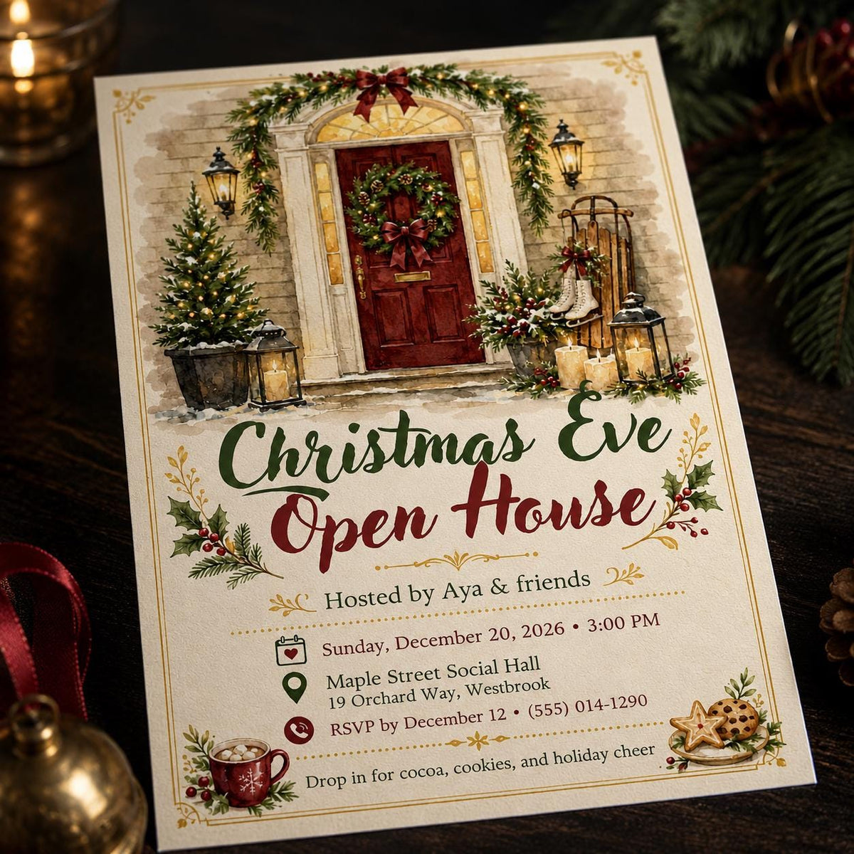 Christmas Open House Invitation — Christmas celebration stationery by VoltBy